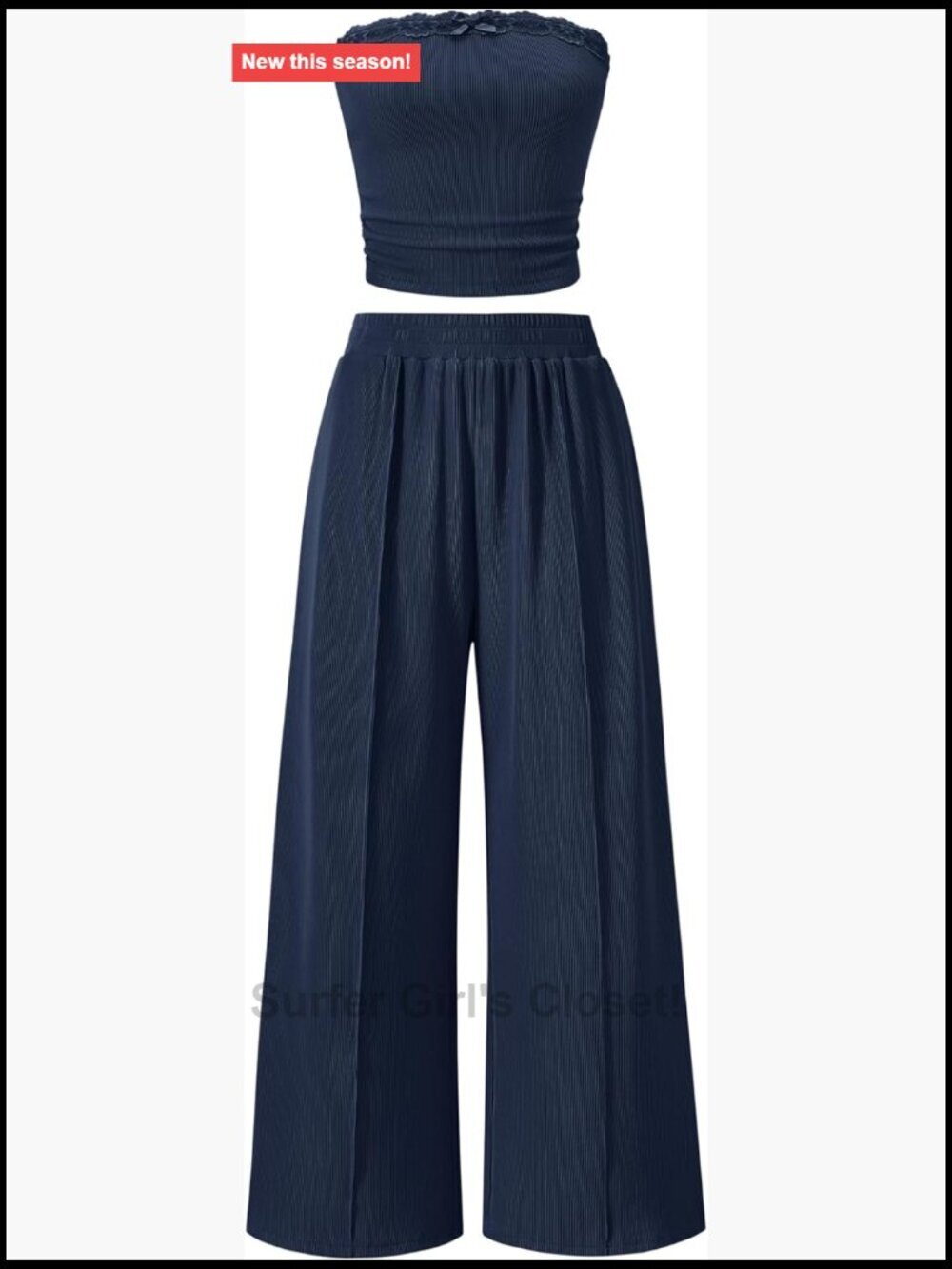 Two Piece Sets for Women Going Out Crop Top Wide Leg Pants Matching Lounge Set